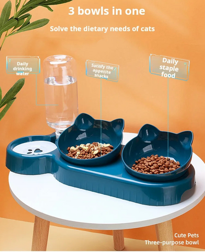 Meow & Sip Trio Bowl - Animal & Pet Supplies - Boopawdoo